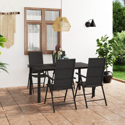 vidaXL Ensemble à manger de jardin 5 pcs noir