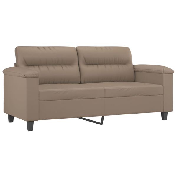 vidaXL Canap&eacute; 2 places et oreillers et coussins Cappuccino 140 cm