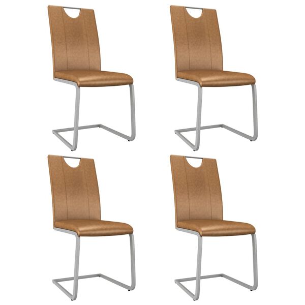 vidaXL Chaises &agrave; manger lot de 4 marron similicuir