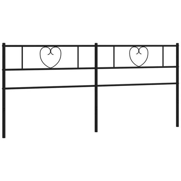 vidaXL T&ecirc;te de lit m&eacute;tal noir 193 cm