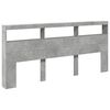vidaXL Armoire t&ecirc;te de lit avec LED gris b&eacute;ton 220x17x102 cm