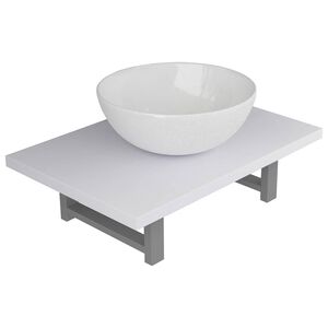 vidaXL Meuble de salle de bain en deux pi&egrave;ces C&eacute;ramique Blanc
