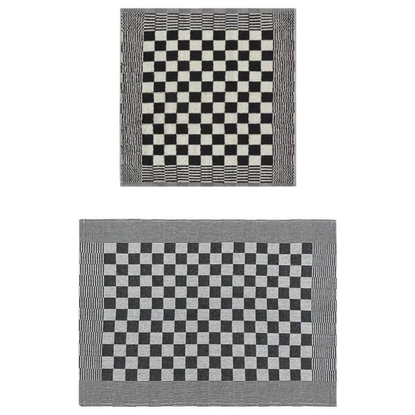vidaXL Ensemble de serviettes 10 pcs noir et blanc coton