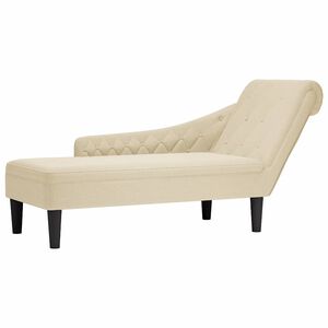 vidaXL Fauteuil long avec coussin et accoudoir droit cr&egrave;me tissu