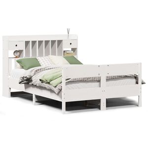 vidaXL Lit biblioth&egrave;que sans matelas blanc 140x190 cm bois pin massif