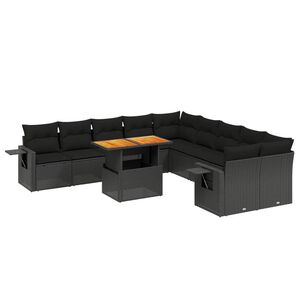 vidaXL Salon de jardin 11 pcs avec coussins noir r&eacute;sine tress&eacute;e