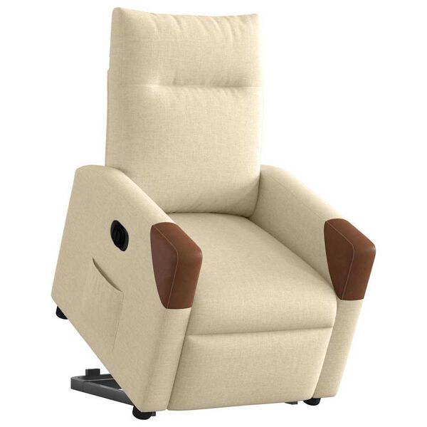 vidaXL Fauteuil inclinable &eacute;lectrique cr&egrave;me tissu