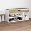 vidaXL Banc &agrave; chaussures et coussin blanc ch&ecirc;ne sonoma bois ing&eacute;nierie