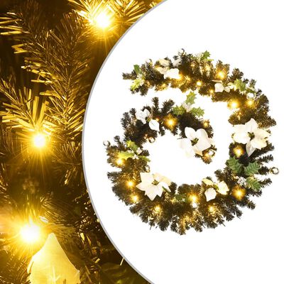 vidaXL Guirlande de Noël avec lumières LED Noir 2,7 m PVC