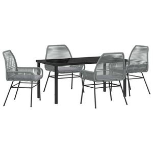 vidaXL Ensemble de salle &agrave; manger pour jardin 5 pcs Gris polyrotin