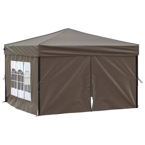 vidaXL Tente de r&eacute;ception pliable avec parois Taupe 3x3 m
