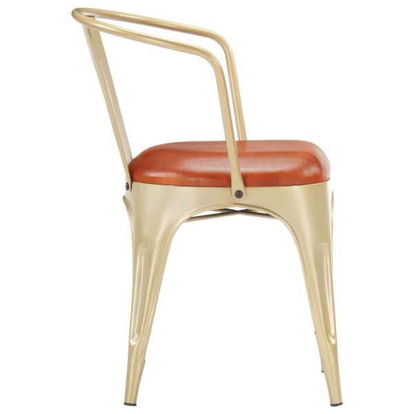 vidaXL Chaises &agrave; manger lot de 2 marron cuir v&eacute;ritable