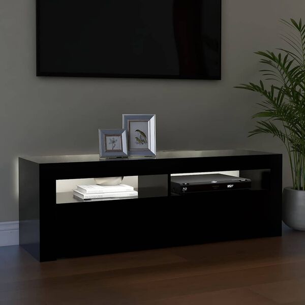 vidaXL Meuble TV avec lumières LED noir 120x35x40 cm