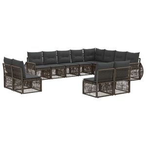 vidaXL Ensemble de canap&eacute; de jardin 12 pc Gris et Gris fonc&eacute; polyrotin