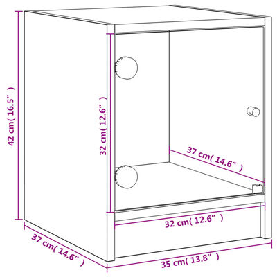 vidaXL Tables de chevet avec portes en verre 2 pcs noir 35x37x42 cm