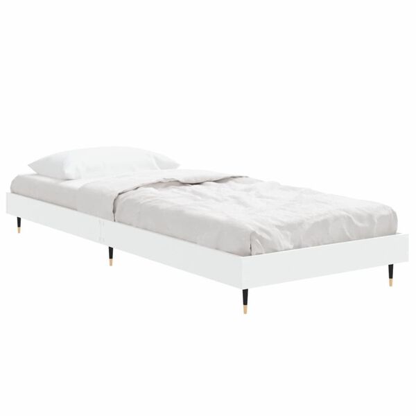 vidaXL Cadre de lit sans matelas blanc 75x190 cm bois d'ingénierie
