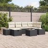 vidaXL Ensemble de canap&eacute; de jardin avec coussin 7 pcs Noir polyrotin