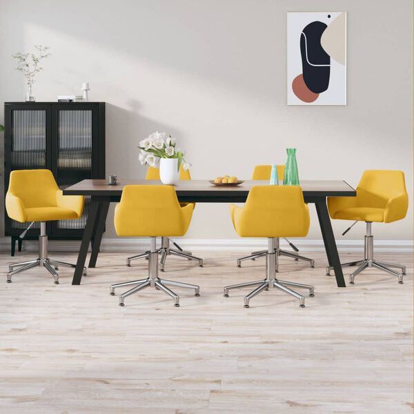 vidaXL Chaises pivotantes &agrave; manger lot de 6 Jaune Velours
