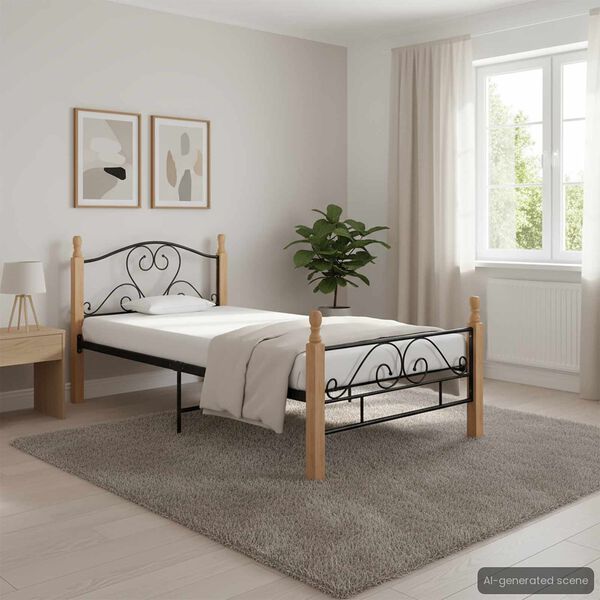 vidaXL Cadre de lit sans matelas noir m&eacute;tal 100x200 cm