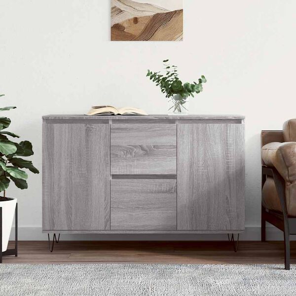vidaXL Buffet sonoma gris 101,5x35x70 cm bois d'ing&eacute;nierie