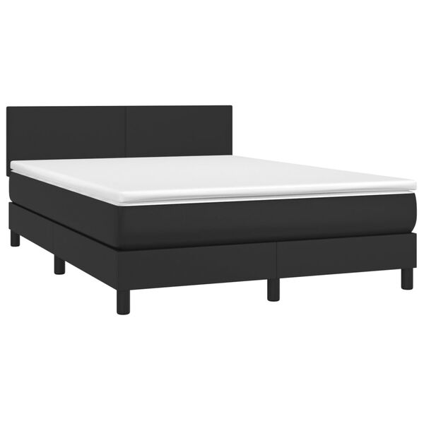 vidaXL Sommier &agrave; lattes de lit avec matelas et LED Noir 140x190 cm