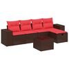 vidaXL Ensemble de canap&eacute; de jardin 6 pcs avec coussins marron r&eacute;sine tress&eacute;e