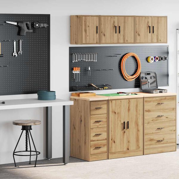 vidaXL Armoires garage 2 pcs ch&ecirc;ne artisanal bois d'ing&eacute;nierie