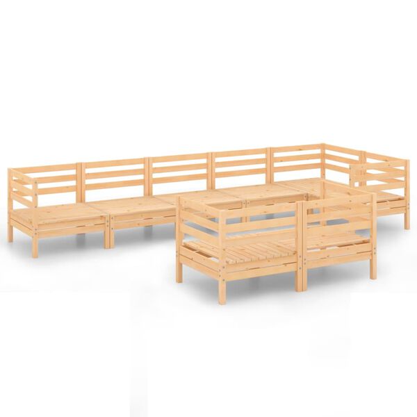 vidaXL Salon de jardin 8 pcs Bois de pin massif