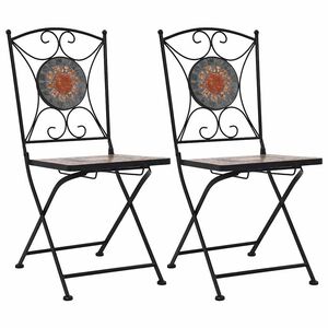 vidaXL Chaises de bistrot mosa&iuml;que 2 pcs Orange et gris