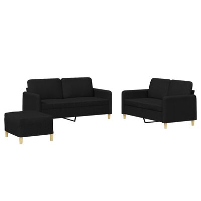 vidaXL Ensemble de canapés 3 pcs avec coussins Noir Tissu