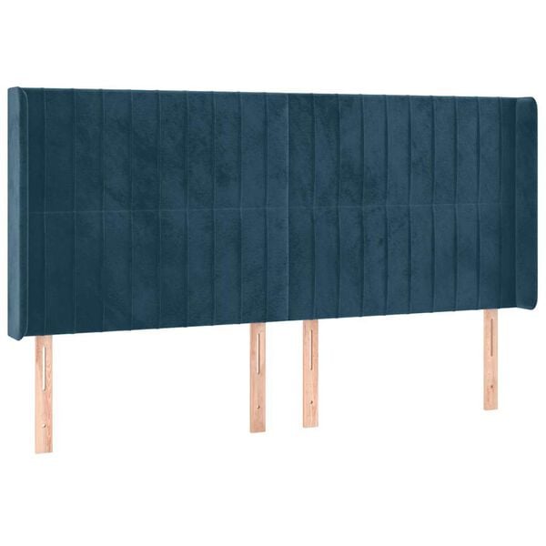 vidaXL T&ecirc;te de lit &agrave; LED Bleu fonc&eacute; 163x16x118/128 cm Velours