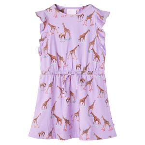 Robe fille manches &agrave; volants cordon de serrage lila 140