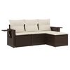 vidaXL Salon de jardin 4 pcs avec coussins marron r&eacute;sine tress&eacute;e