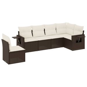 vidaXL Salon de jardin avec coussins 6 pcs marron r&eacute;sine tress&eacute;e