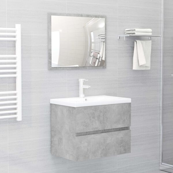vidaXL Meubles de salle de bain gris b&eacute;ton bois d'ing&eacute;nierie