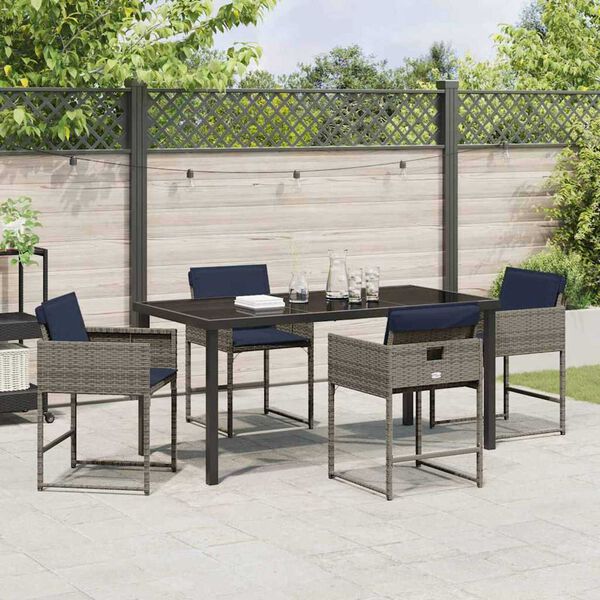 vidaXL Ensemble de salle &agrave; manger pour jardin 5 pcs Gris polyrotin