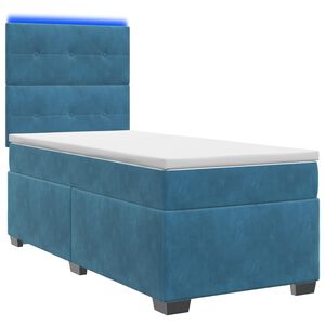 vidaXL Lit boxspring avec matelas Bleu 90 x 200 cm Velours