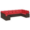 vidaXL Ensemble de canap&eacute; de jardin 10 pc Marron et rouge polyrotin