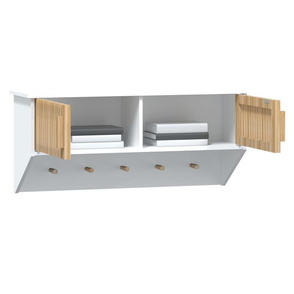 vidaXL Armoire murale et crochets blanc 80x24x35,5 cm bois ing&eacute;nierie
