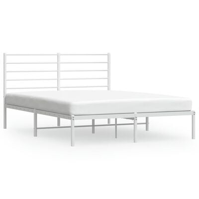 vidaXL Cadre de lit métal sans matelas et tête de lit blanc 140x190 cm