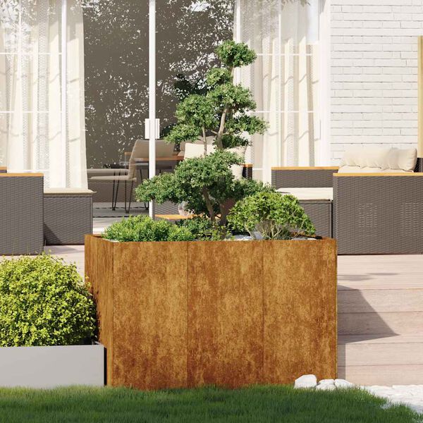 vidaXL Jardini&egrave;re rouill&eacute; 120x80x80 cm acier inoxydable