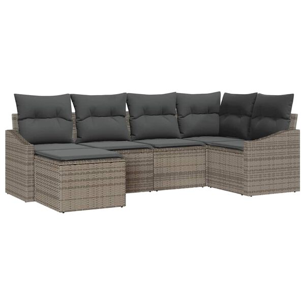 vidaXL Ensemble de Canap&eacute;s avec coussin 6 pcs Gris polyrotin