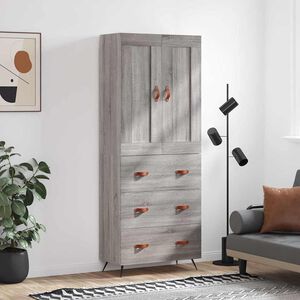 vidaXL Buffet haut Sonoma gris 69,5x34x180 cm Bois d'ing&eacute;nierie