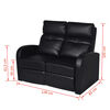 vidaXL Fauteuil inclinable &agrave; LED &agrave; 2 places cuir artificiel noir