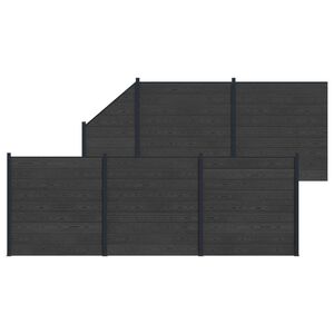 vidaXL Ensemble de Cl&ocirc;ture 6 pcs 965 x 186 cm WPC et Aluminium Noir