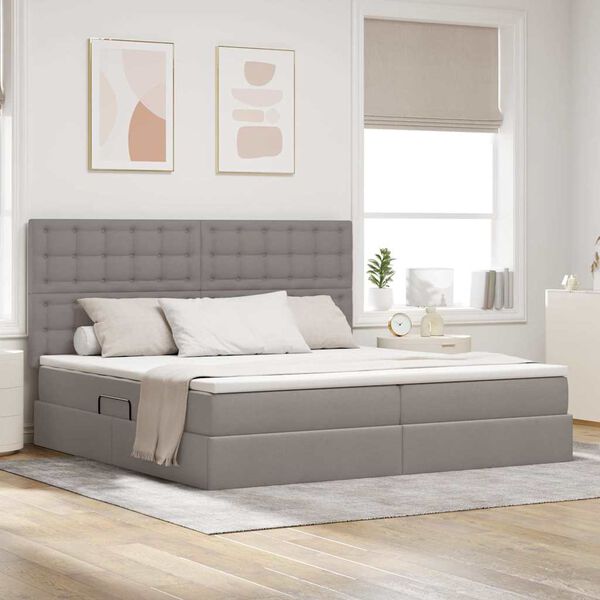 vidaXL Lit avec rangement et matelas Taupe 200 x 200 cm Polyester