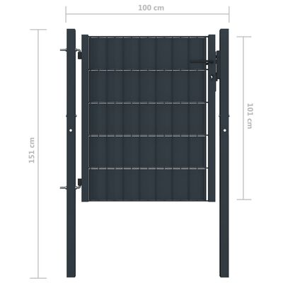 vidaXL Portail de clôture PVC et acier 100x101 cm Anthracite