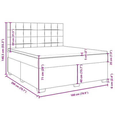 vidaXL Sommier à lattes de lit et matelas Gris clair 180x200cm Velours