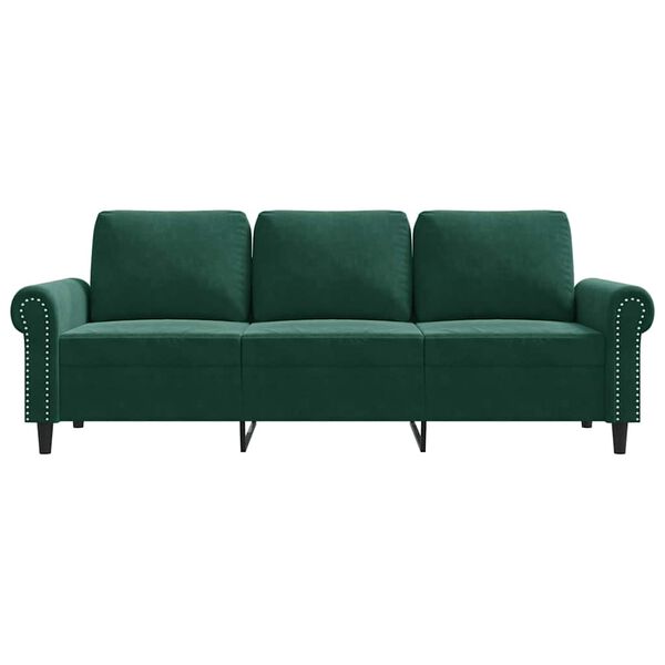 vidaXL Canap&eacute; &agrave; 3 places Vert fonc&eacute; 180 cm Velours