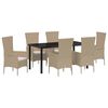 vidaXL Ensemble de salle &agrave; manger pour jardin 7 pc Beige polyrotin